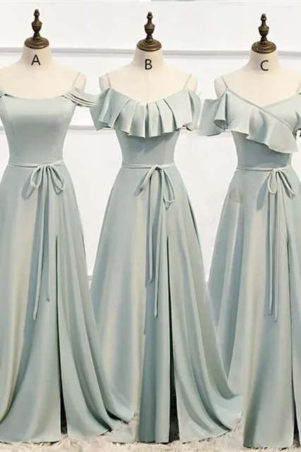 A-line Slip Mismatched Bridesmaid Dresses