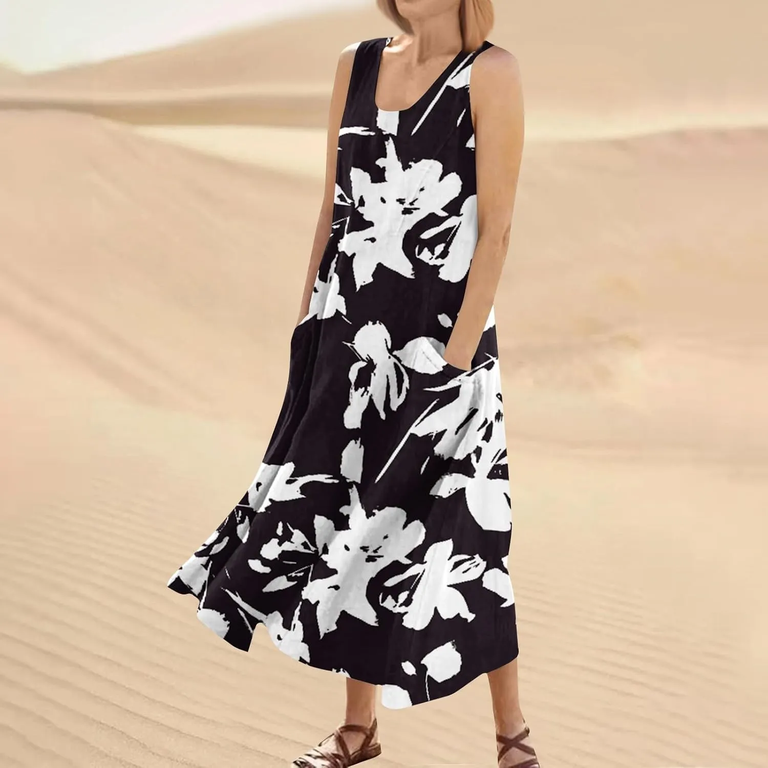 Beach Vacation Clothes for Women Summer Spring Dresses 2025 Sleeveless Plus Size Casual Sundresses