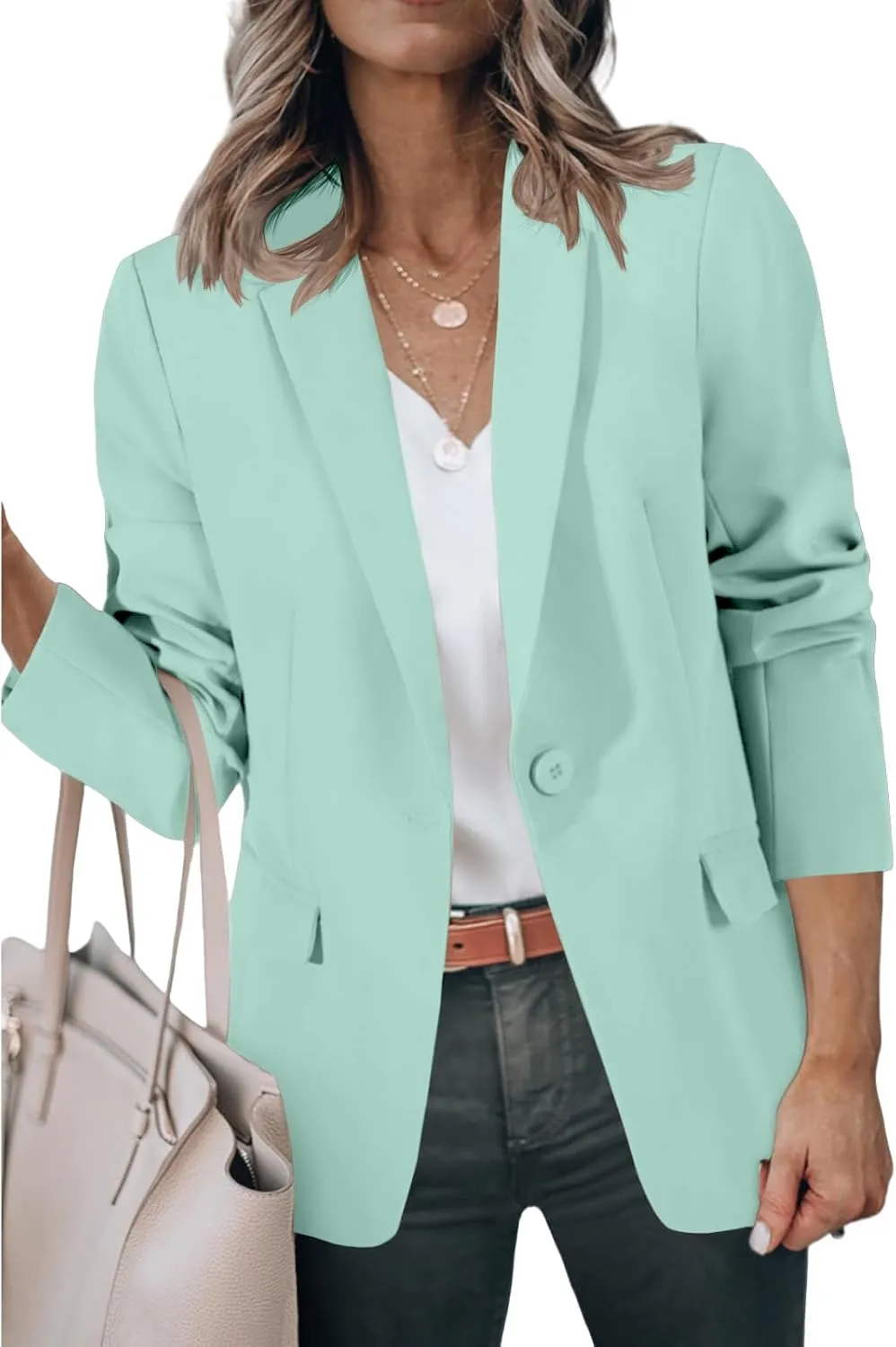 Blazers for Women Business Casual Open Front Long Sleeve Notch Lapel Office Blazer Jacket Work Office Suit Jackets Top