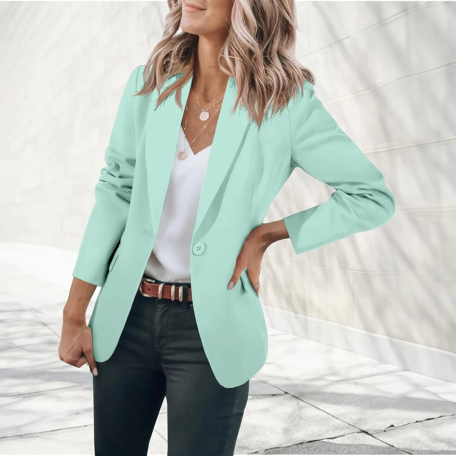 Blazers for Women Business Casual Open Front Long Sleeve Notch Lapel Office Blazer Jacket Work Office Suit Jackets Top