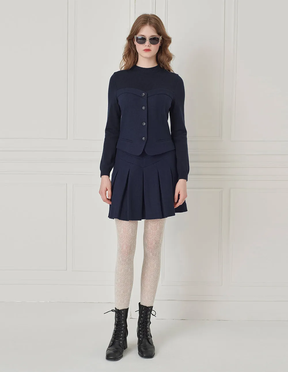 BORA AKSU Short Pleated Wool Mini Skirt