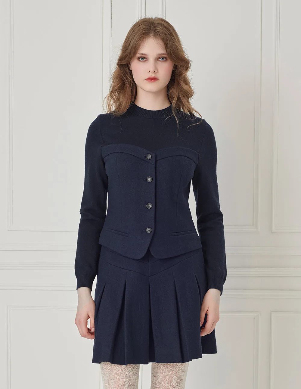 BORA AKSU Short Pleated Wool Mini Skirt