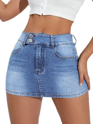 Floerns Women's Casual High Waist Zipper Up Denim Bodycon Mini Skirt