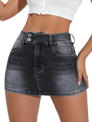Floerns Women's Casual High Waist Zipper Up Denim Bodycon Mini Skirt