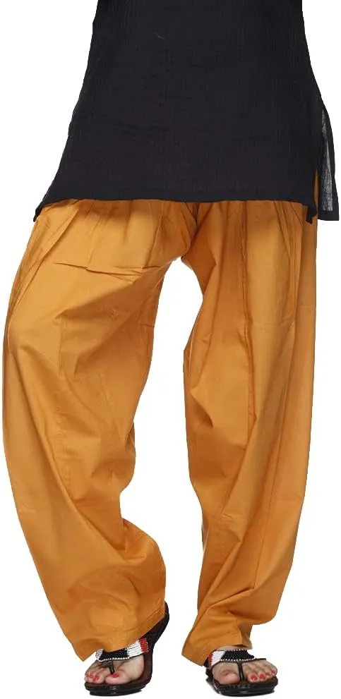 ladyline Plain Cotton Salwar Pants with Drawstring Closure Indian Baggy Pants for Women Yoga