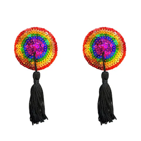 LGBTQA XO Rainbow Tassel Reusable Silicone Nipple Cover Pasties