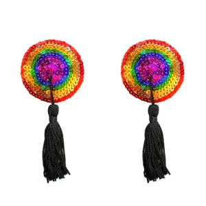 LGBTQA XO Rainbow Tassel Reusable Silicone Nipple Cover Pasties