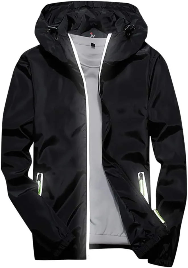 Men's Coat Rain Jacket Windbreaker Lightweight Shell Raincoat With Hood For Golf Hiking Travel, M-7XL