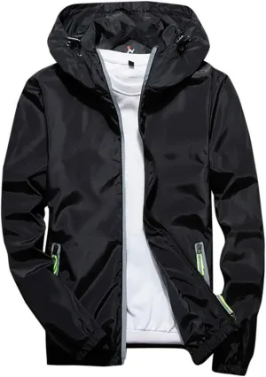 Men's Coat Rain Jacket Windbreaker Lightweight Shell Raincoat With Hood For Golf Hiking Travel, M-7XL
