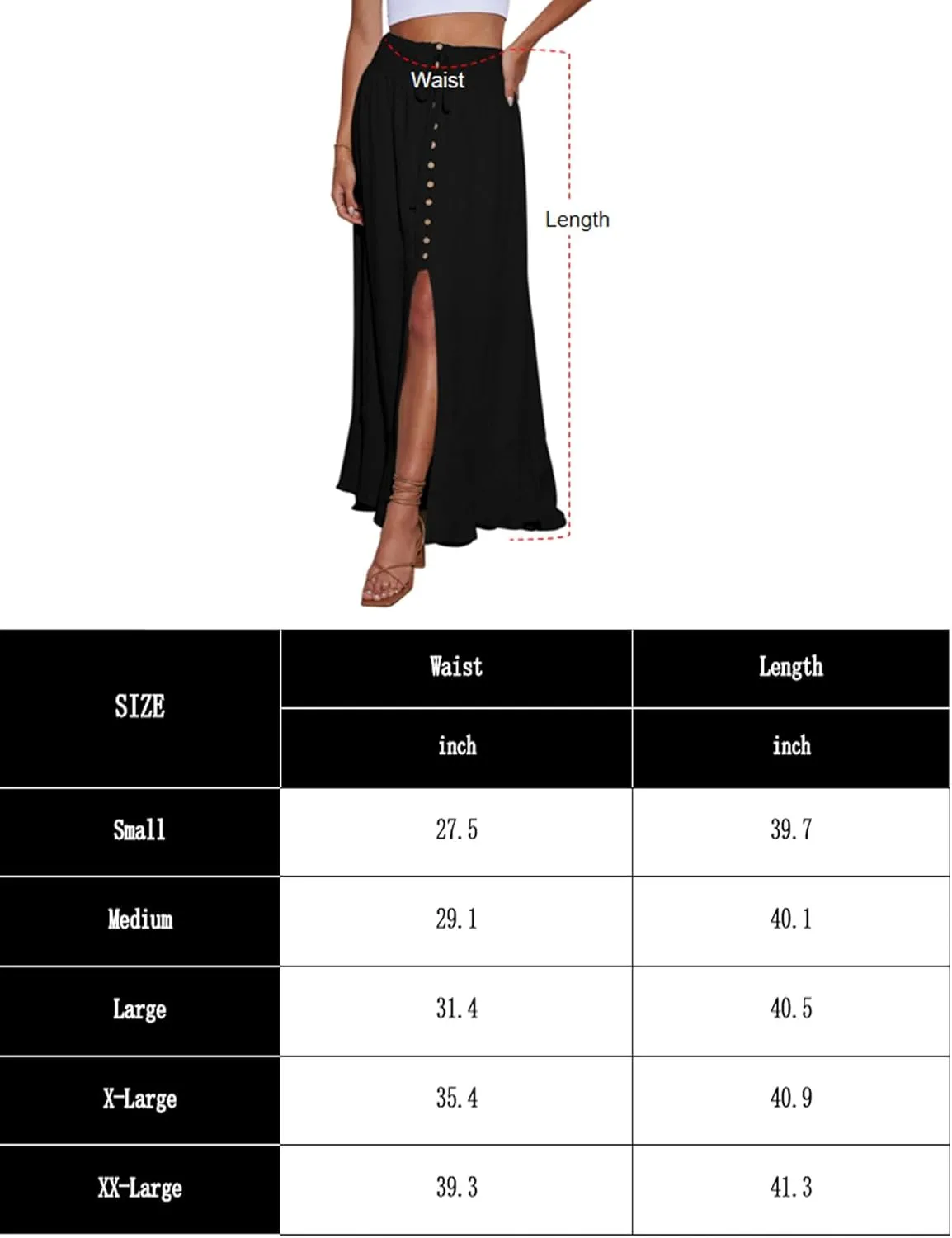 Minclouse Women's Elastic Tie Waist Button Down Maxi Skirts Casual Loose Flowy Swing Slit Front Dress