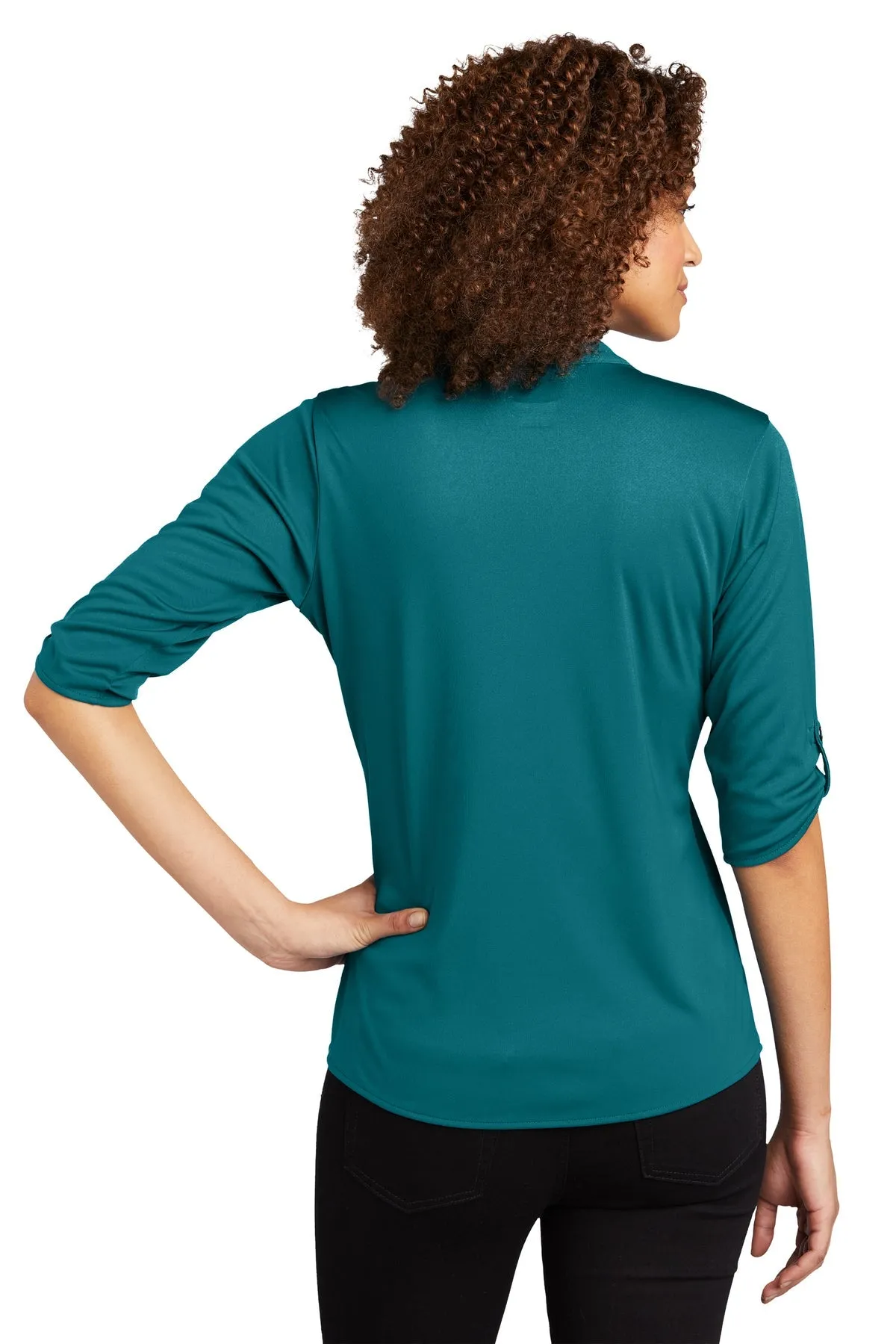 OGIO Ladies Crush Branded Henleys, Torque Teal
