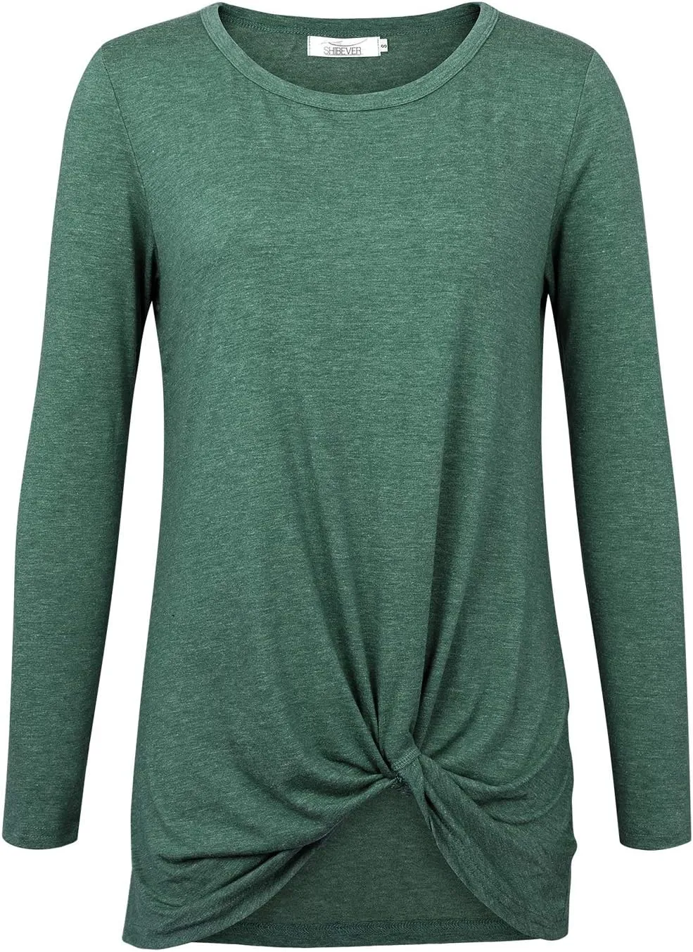 SHIBEVER Long Sleeve Women Tops: Fall Casual Tunic Shirts for Womens Round Neck Twist Knotted Tee Blouses