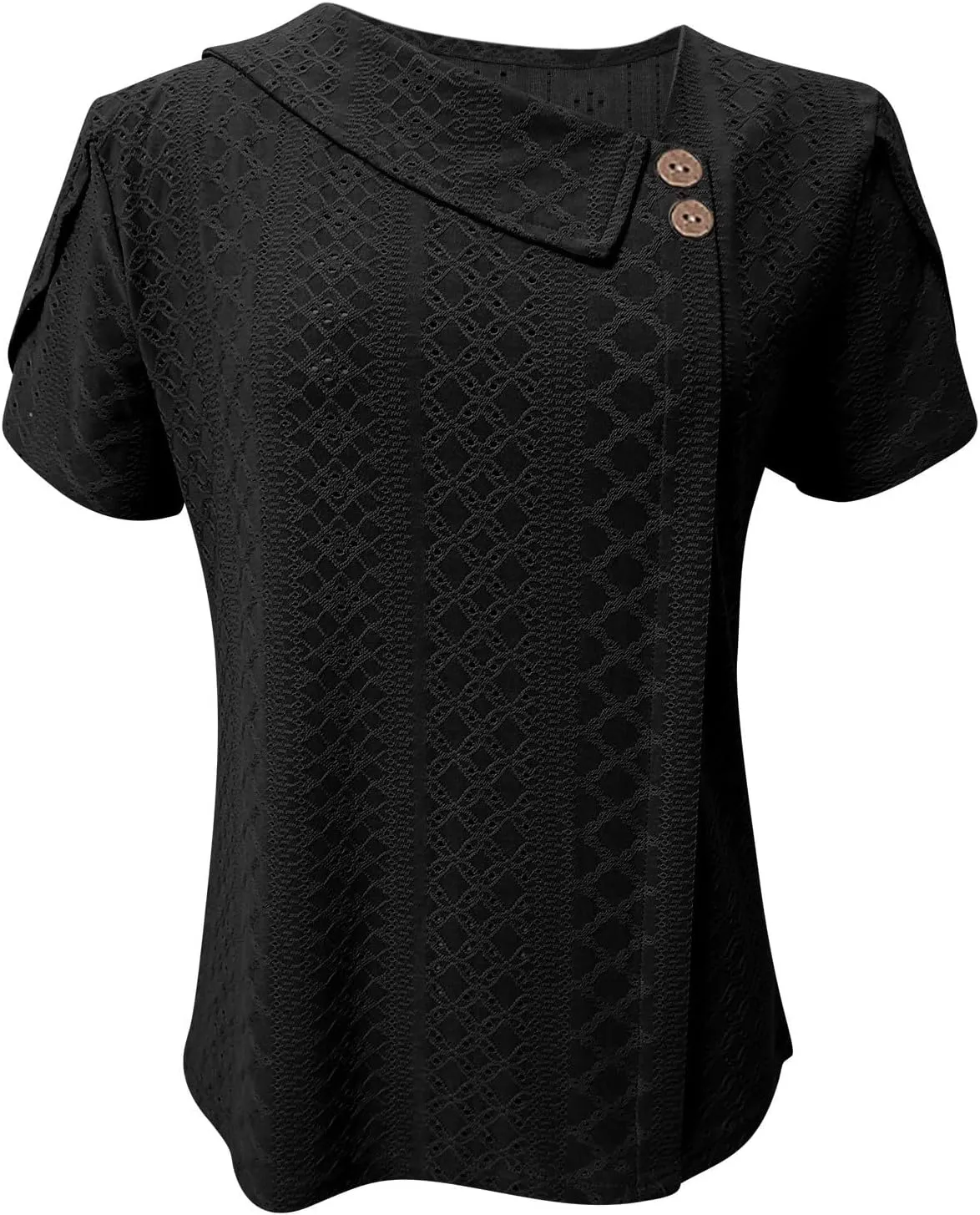 Shirts for Women Trendy Summer 2024 Petal Short Sleeve v Neck Petite Tops Cute Lace Eyelet Blouses Dressy Casual