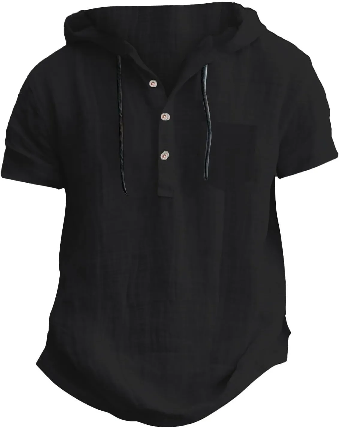 Short Sleeve Hoodies for Men Cotton Linen Casual Loose Fit Hoodies Lightweight Summer Sports Hiking Button Down Tshirts