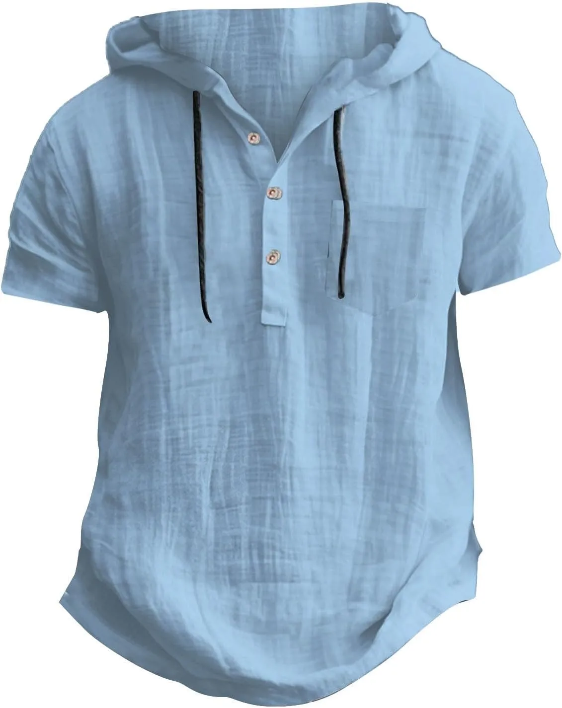 Short Sleeve Hoodies for Men Cotton Linen Casual Loose Fit Hoodies Lightweight Summer Sports Hiking Button Down Tshirts