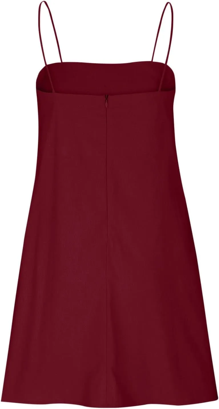 Sleeveless Slip Off Shoulder for Women Fall Summer Linen Mini Short Loose Fit Plain Dresses Women 2025 Trendy Y2K