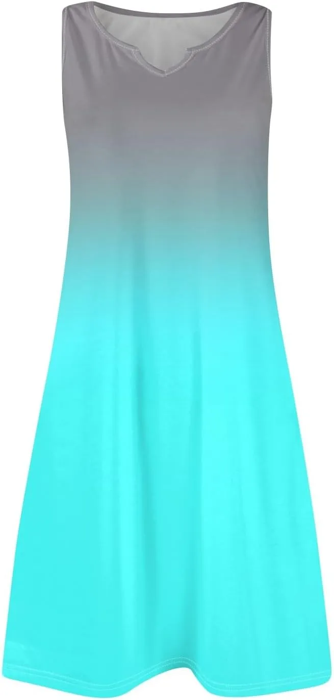 Summer Dresses for Women 2025 Beach Vacation Spring Clothes Spaghetti Strap V Neck Casual Loose Mini Dress