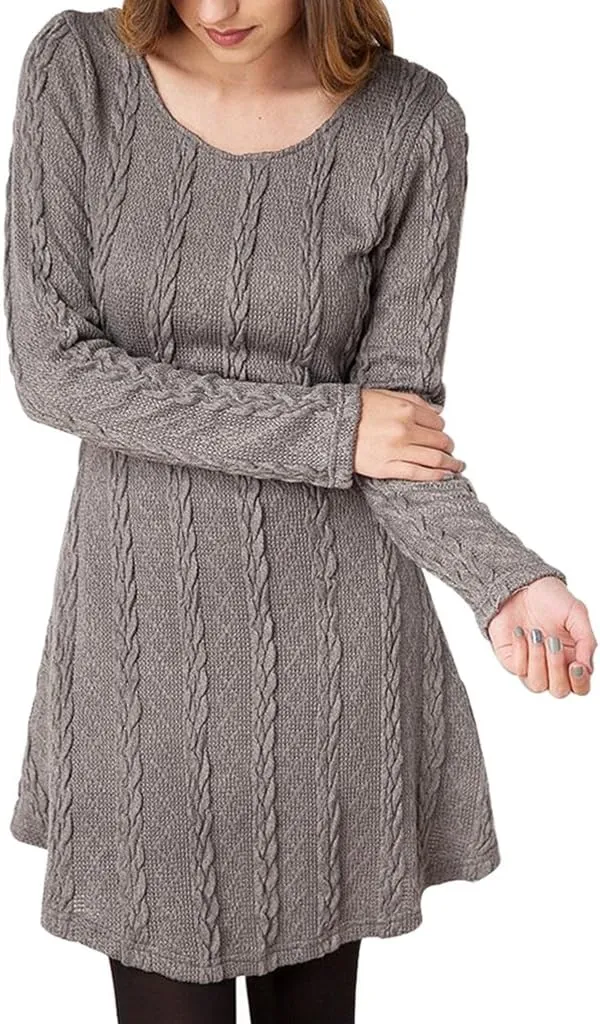 Sumtory Women Cable Knit Dress Slim Fit Long Sleeve Sweater Dresses(8 Colors)
