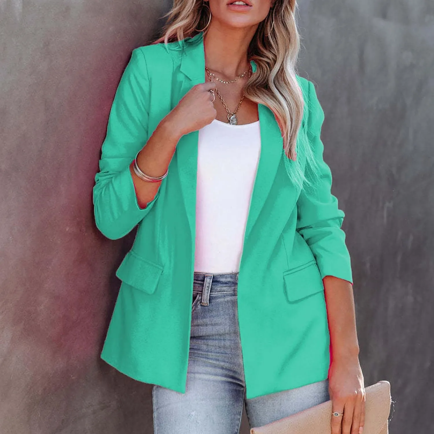 Women's Blazer Casual Blazers 2024 Fall Fashion Long Sleeve Open Front Work Office Suit Jackets Cardigan Business