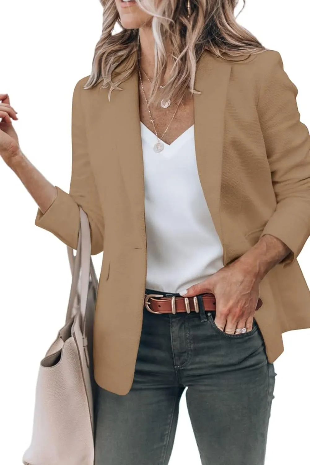 Womens Casual Blazers Open Front Long Sleeve Work Office Jackets Blazer Suit Jacket Button Lightweight Cardigans