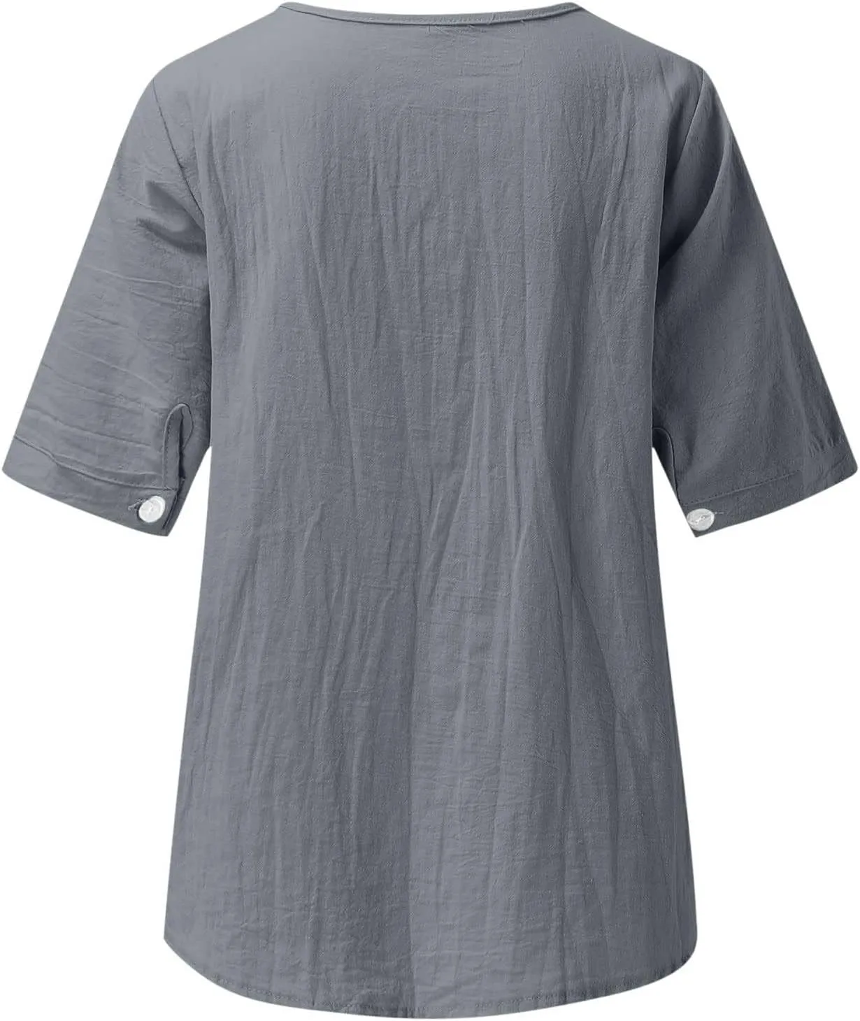 Women's Embroidered Blouse Cotton Linen Short Sleeve Peasant Boho Tunic Tops Casual Notch V Neck Loose Fit T-Shirts