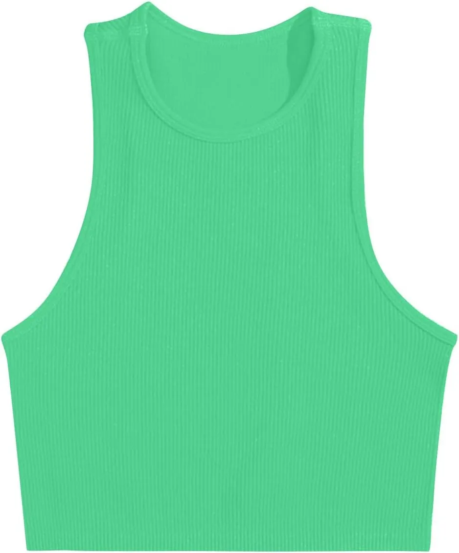 Women's Ribbed Tank Tops Knit Sleeveless Fitted Casual Tops Summer Slim Basic Tee Shirts Workout Lightweight Tank Tops