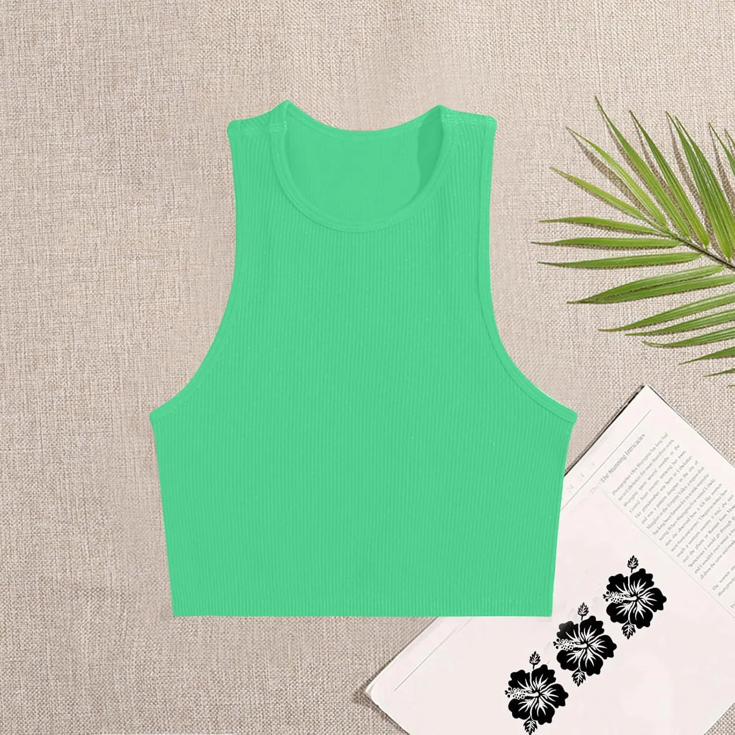 Women's Ribbed Tank Tops Knit Sleeveless Fitted Casual Tops Summer Slim Basic Tee Shirts Workout Lightweight Tank Tops