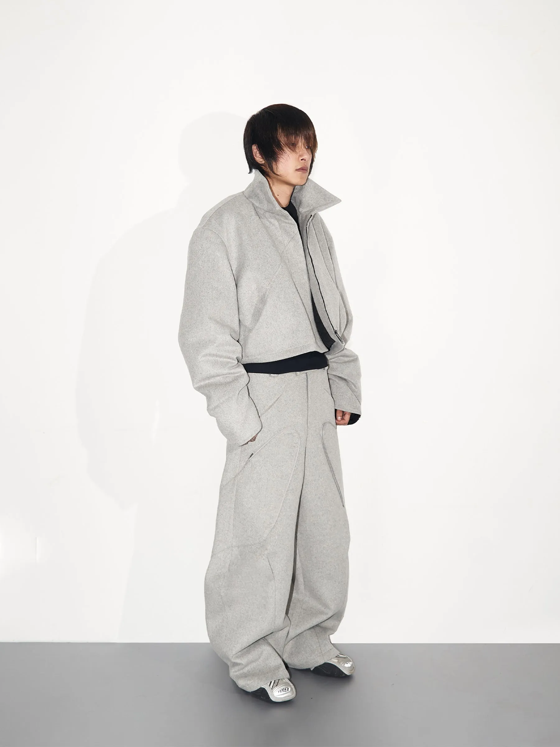 Wool blend casual pants