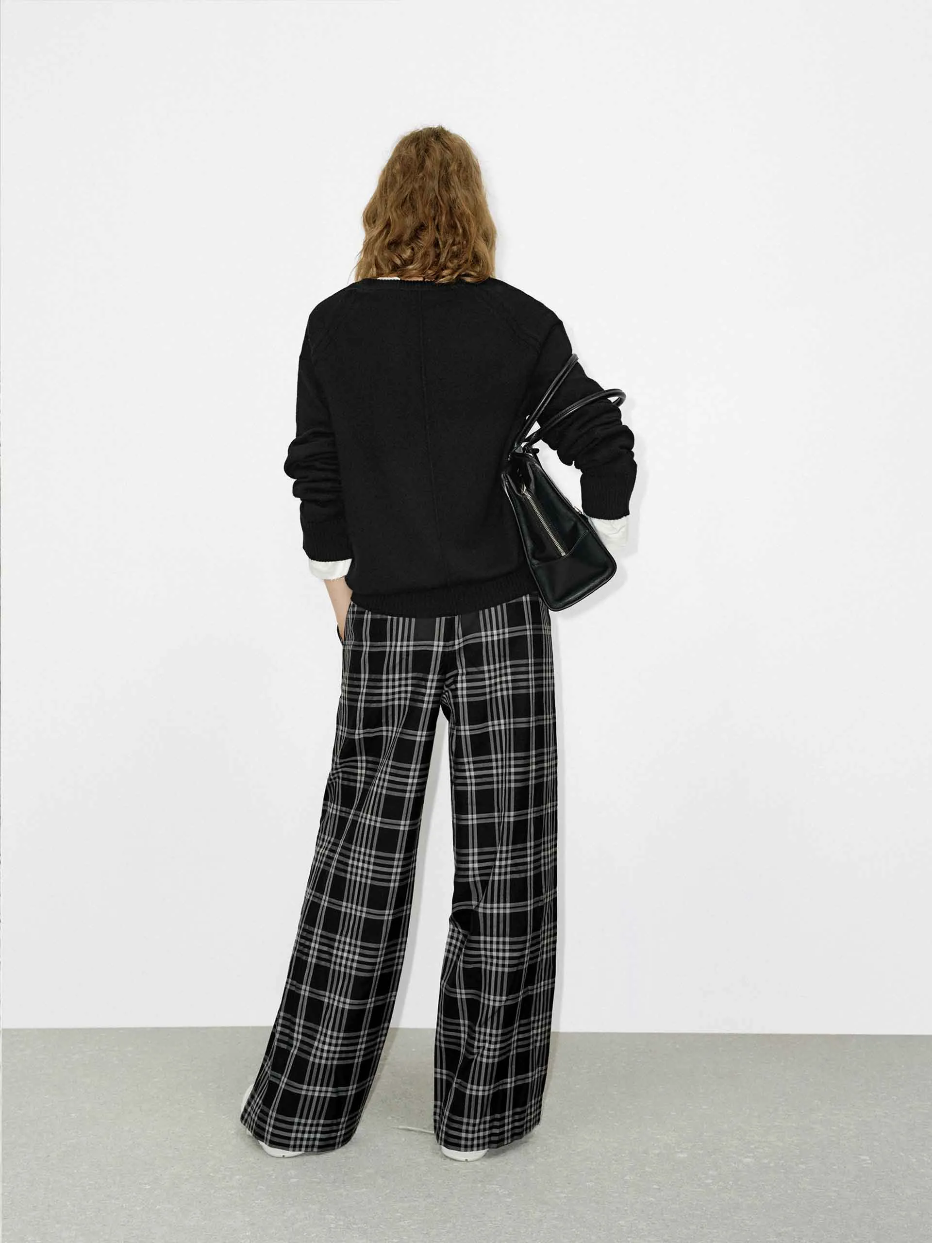 Wool Blend Plaid Pants