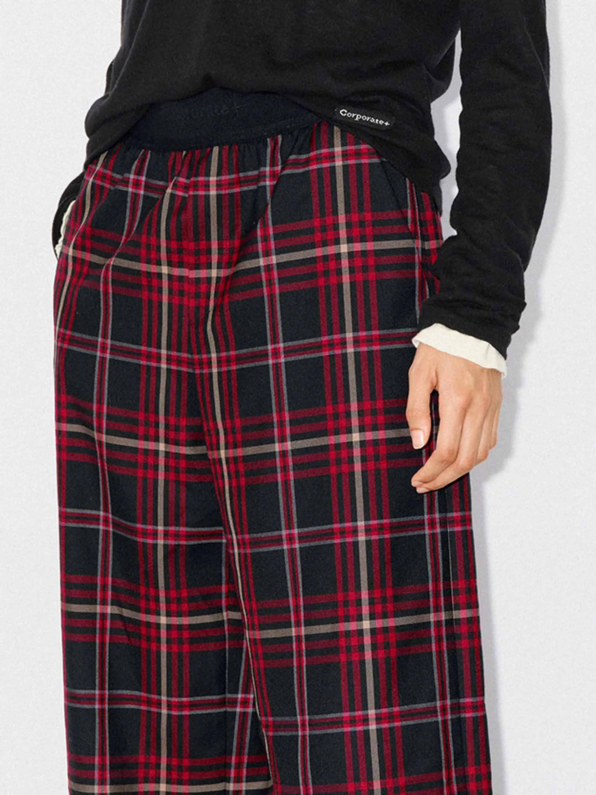 Wool Blend Plaid Pants